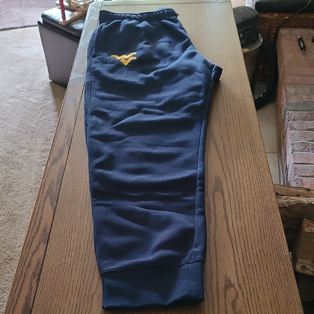 Nike Navy Sweatpants with Yellow Logo - Picture 2 of 3